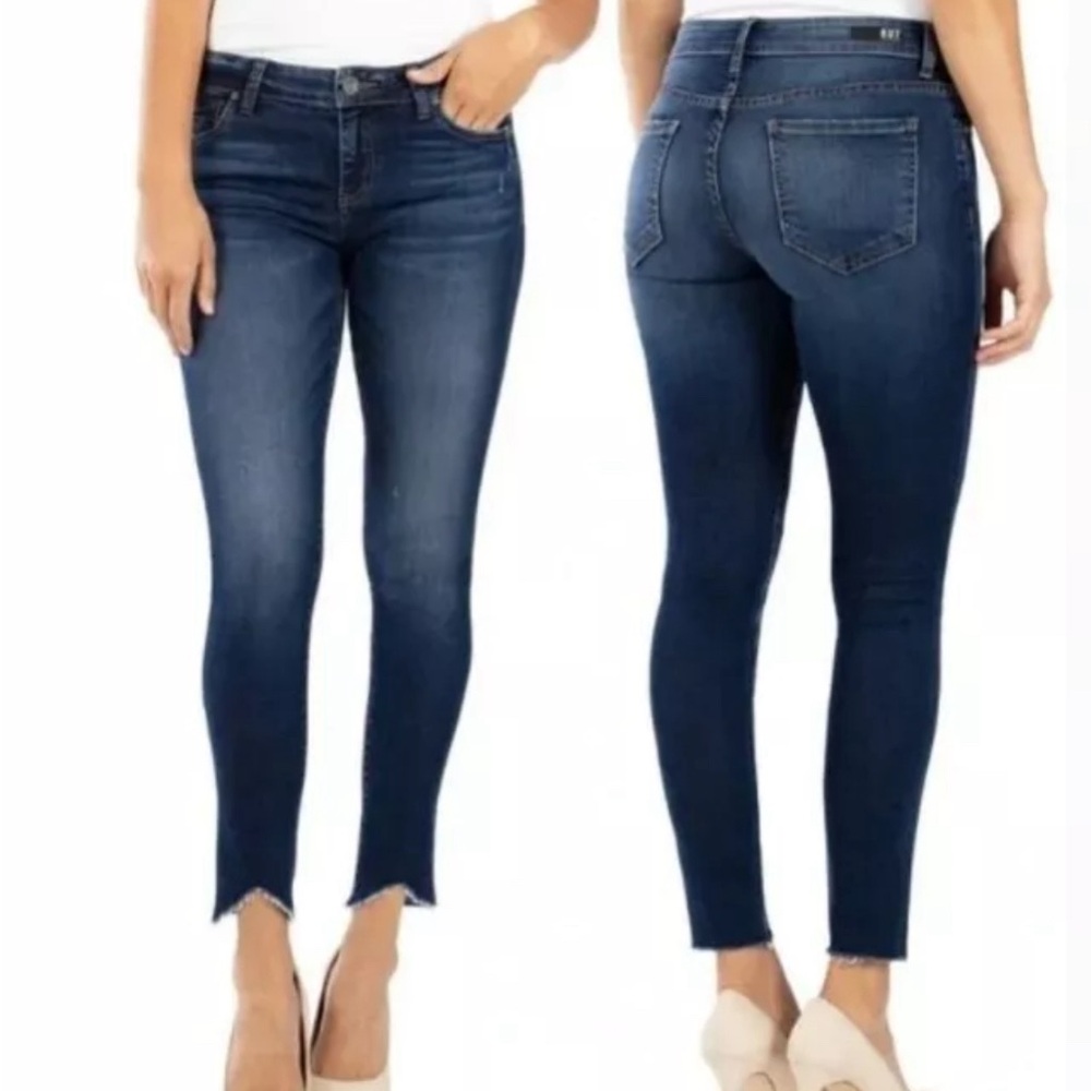 Kut From The Kloth Connie High Rise Raw Angled Hem Skinny‎ Jeans 8